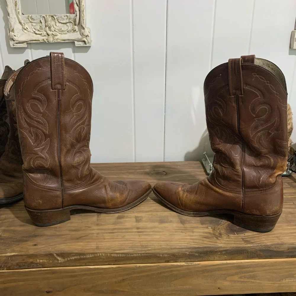 Dan Post Men’s Brown Tan Cowboy Boots (Milwaukee), 11D - Picture 3 of 13